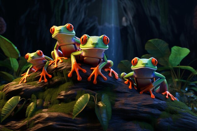 A group of enchanting redeyed tree frogs in vibran 00245 01