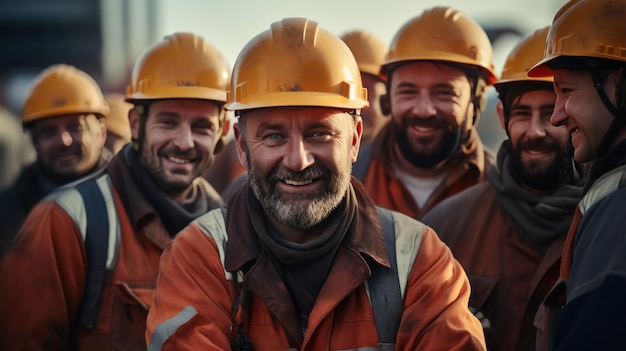 Foto gruppo di ingegneri e operai