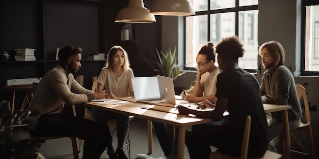 A group of experts discussing a new business concept Generative Ai