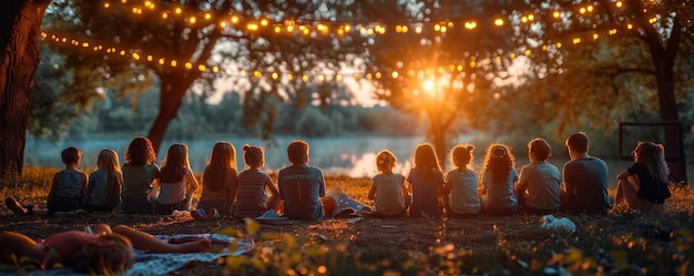 A Group Of Families Gathering Community Background