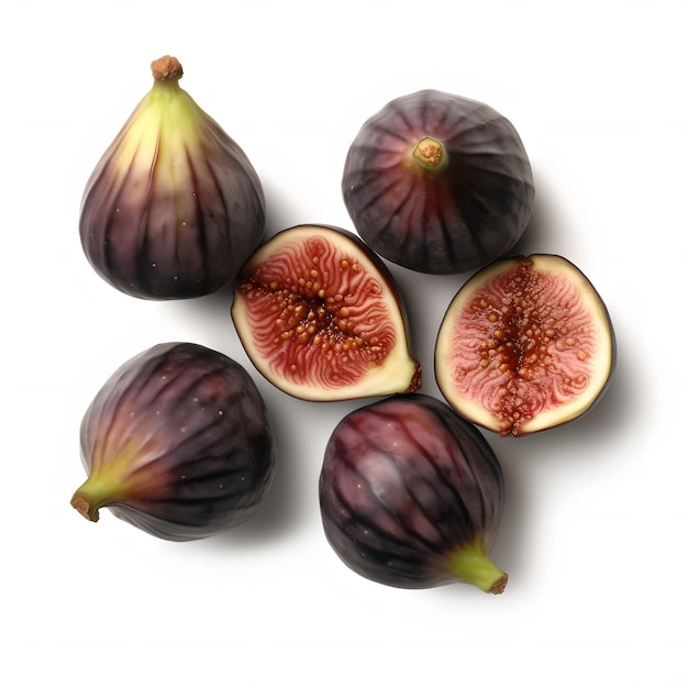 A group of figs are arranged in a group.