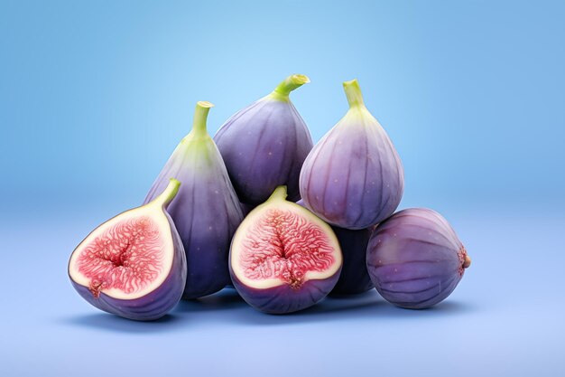 a group of figs with a cut in half