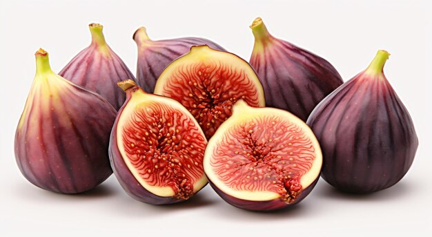 a group of figs with one cut in half