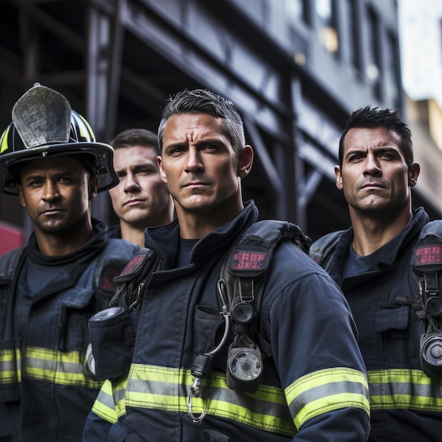 A group of firefighters taking a break from their duties