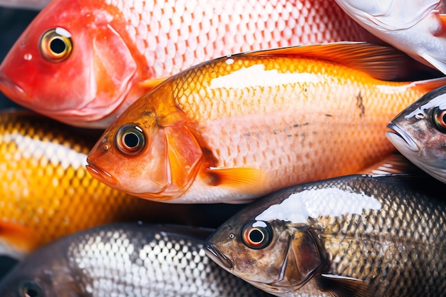 積み重ねた魚の群れ