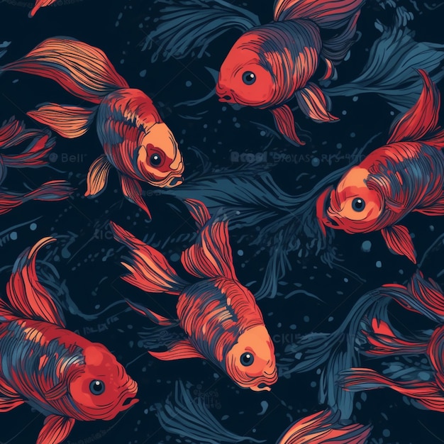 A group of fish swimming in a pond of water generative ai