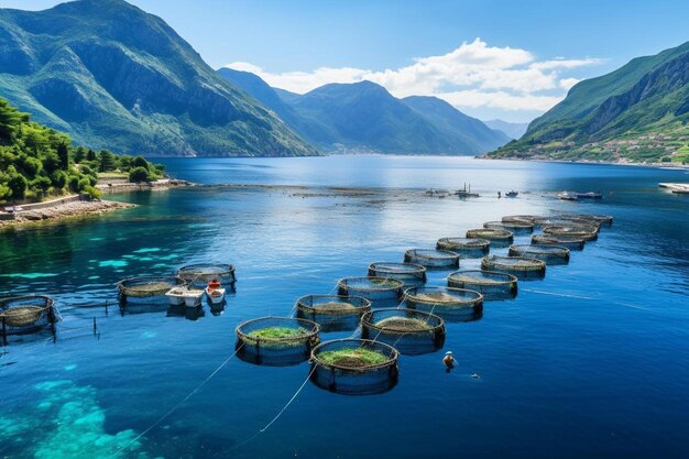 Photo a group of fishing boats are floating in the water