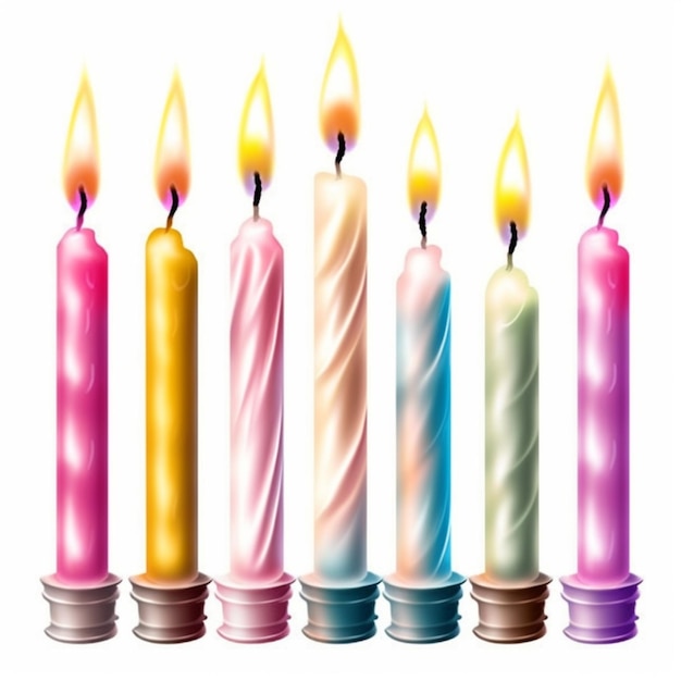 A group of five candles with different colors and sizes generative ai