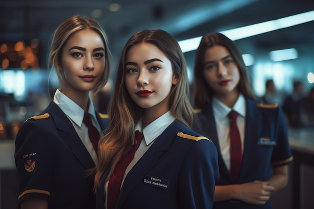 A group of flight attendants