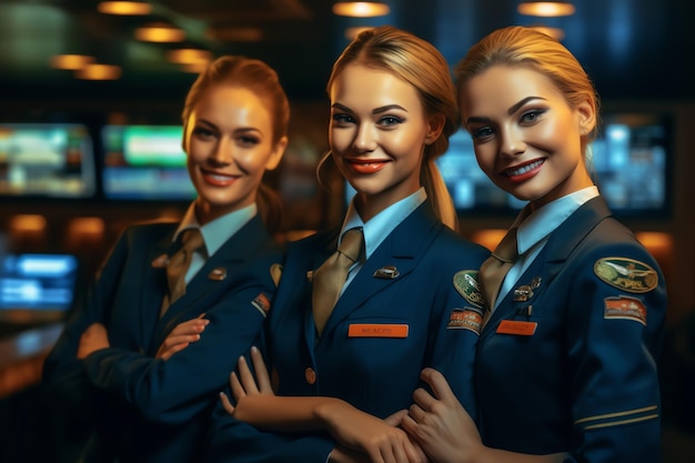 A group of flight attendants