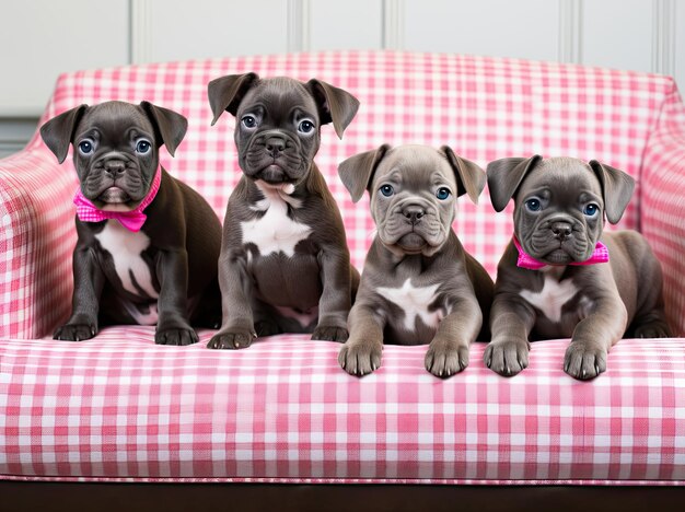 Photo group of french bulldogs puppies photograph