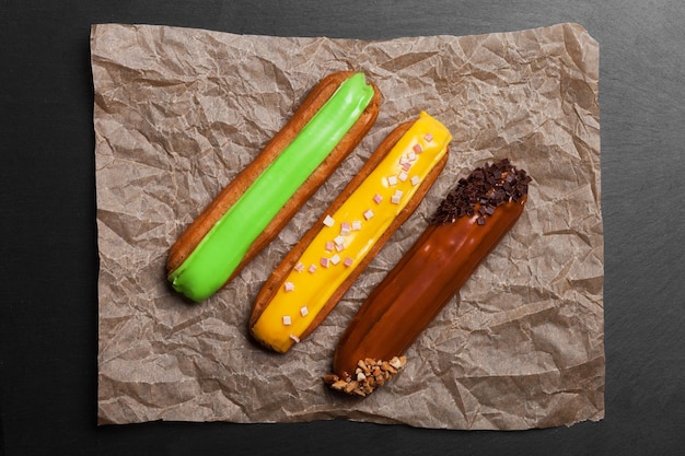 Photo group of french dessert eclair