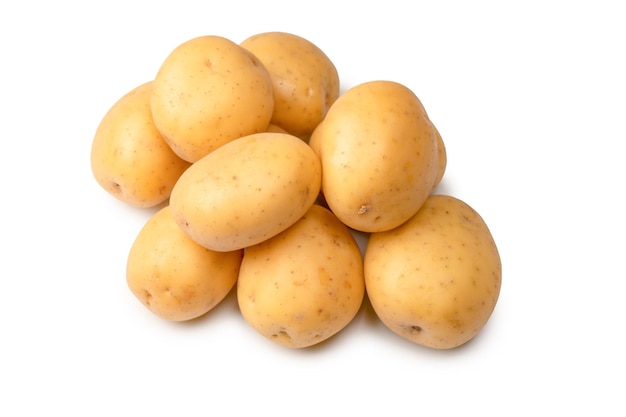 A group of fresh tasty potato isolated on white background