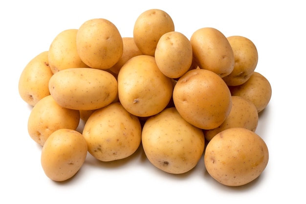 A group of fresh tasty potato isolated on white background