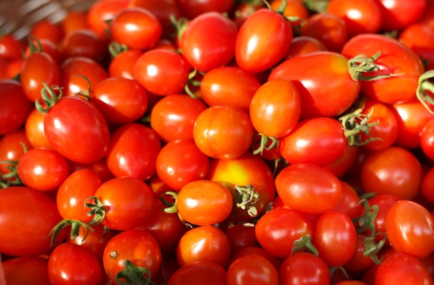 Group of fresh tomatoes in basket