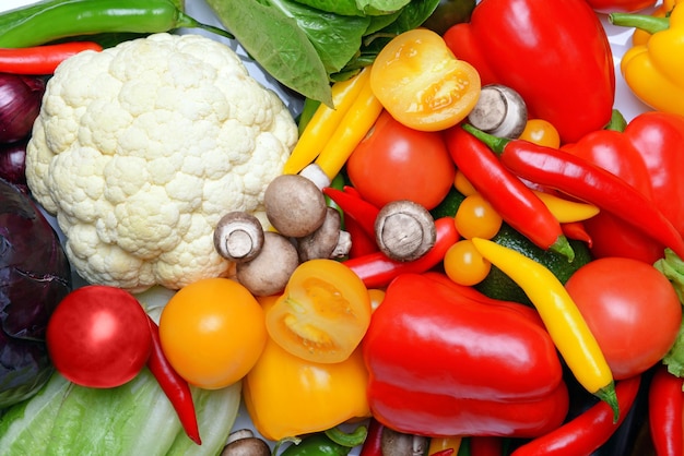 Group of fresh vegetables closeup