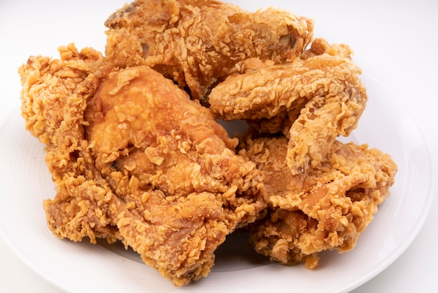 Group of Fried chicken isolated on white background Fried chicken on white