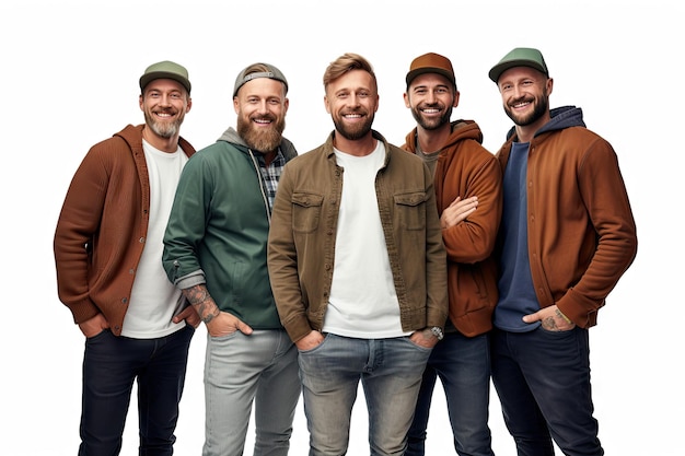 Foto un gruppo di ragazzi amichevoli in piedi insieme