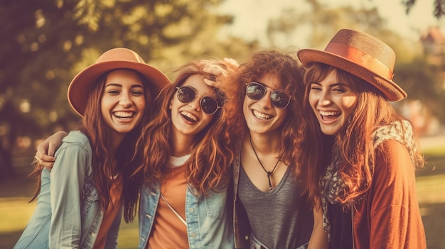 A group of friends are laughing and laughing together.