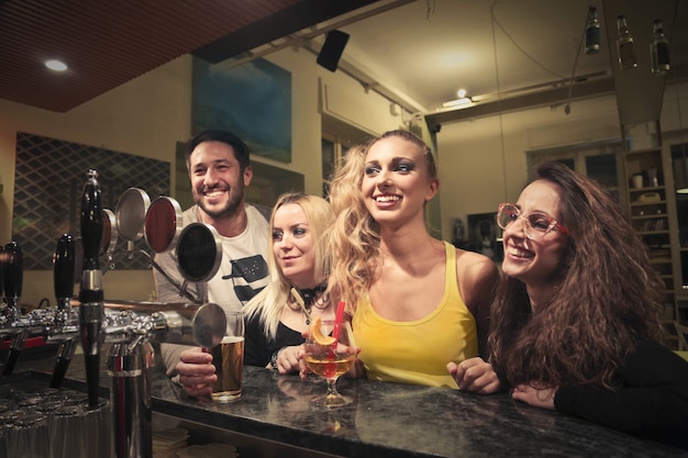 Group of friends in a bar