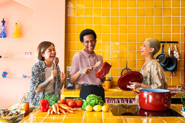 Group of friends bonding at home lgbtq and diversity concepts