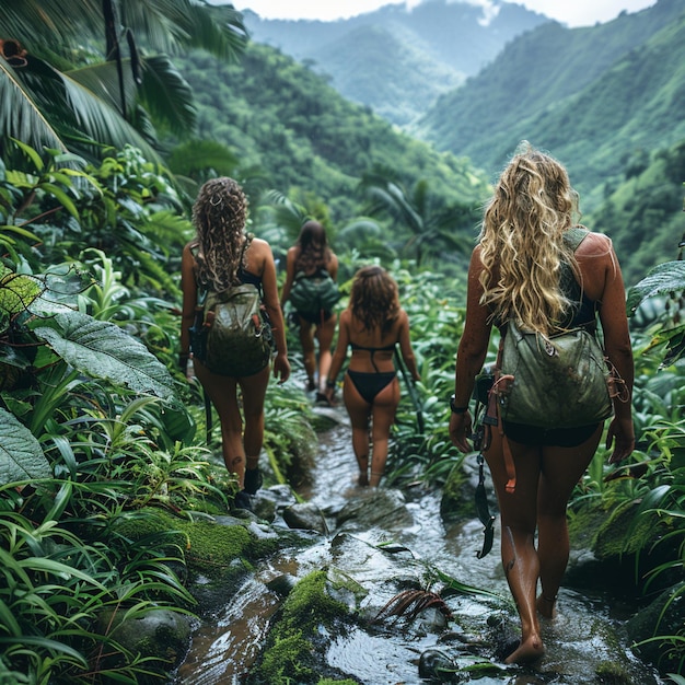 A Group Of Friends Embarking Scenic Background