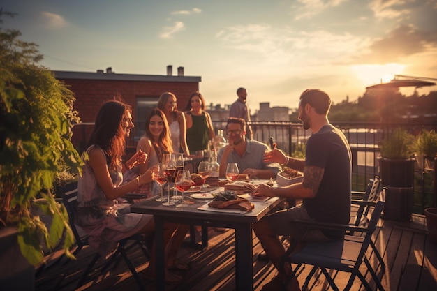 Group of friends enjoying various activities