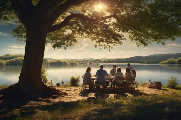 Group of friends enjoying various activities