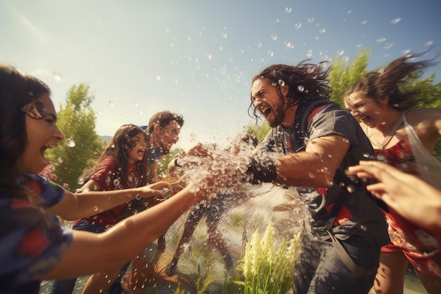 Group of friends enjoying various activities