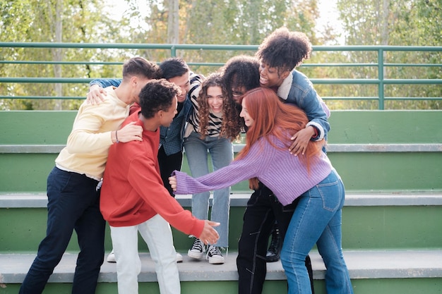 Group of friends from different backgrounds meeting and fighting together for their interests