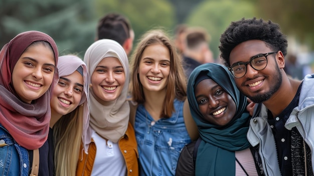 Photo group of friends from different cultures