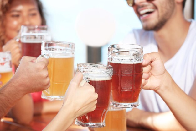 Group of friends hanging out together outdoors