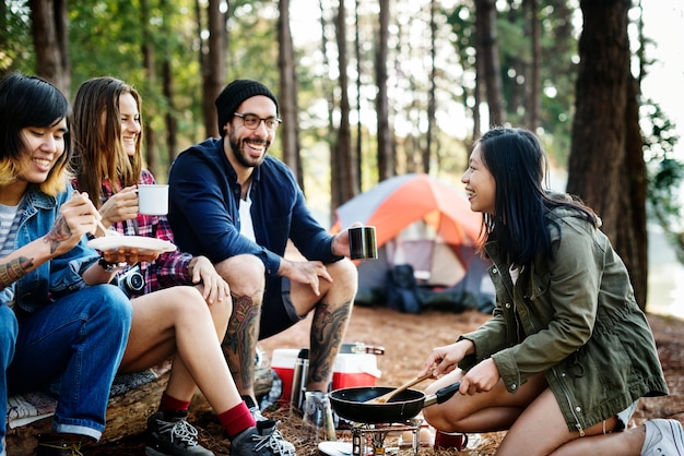 Group of Friends Hanging Playing Cards Together Concept