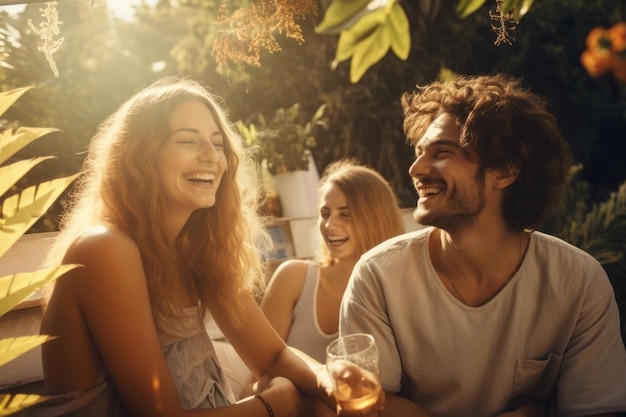 Foto un gruppo di amici che bevono un drink in un pomeriggio d'estate