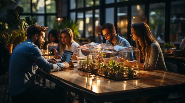 group of friends having fun in the bar