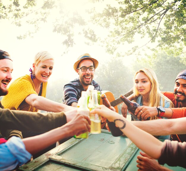 Group of friends having fun together 