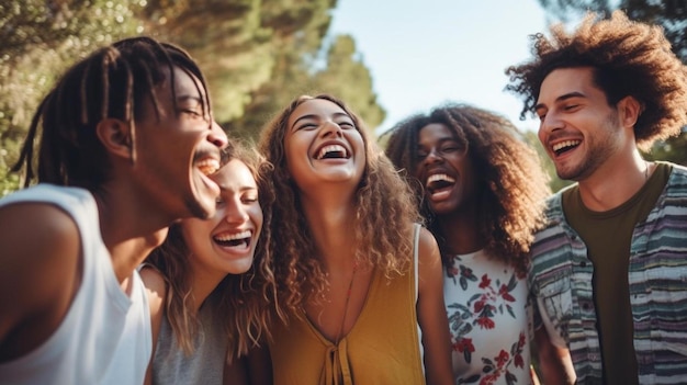 Photo a group of friends laughing and laughing together