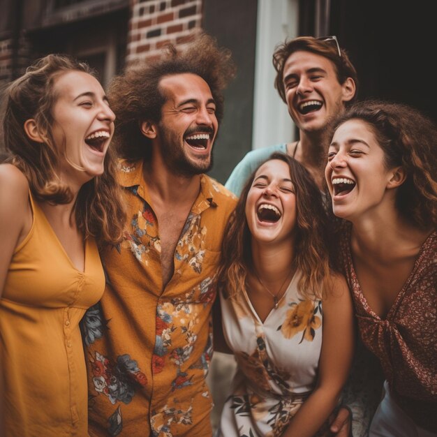 A group of friends laughing and laughing