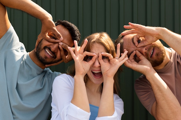 Group of friends making grimaces