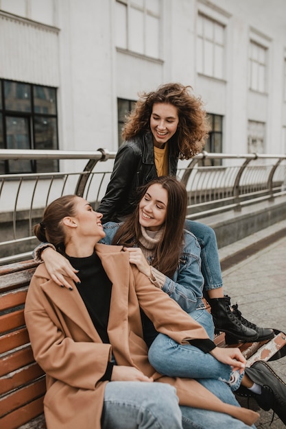 Group of friends posing together outdoors