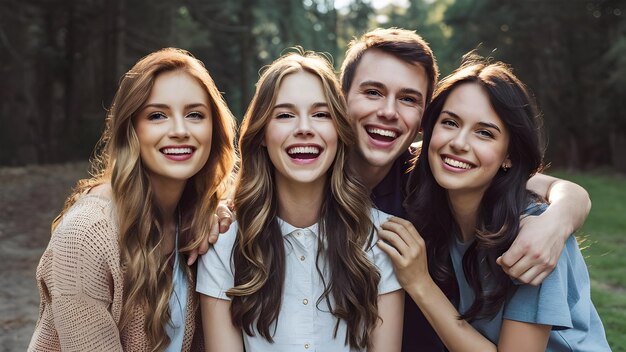 Photo a group of friends smiling and laughing