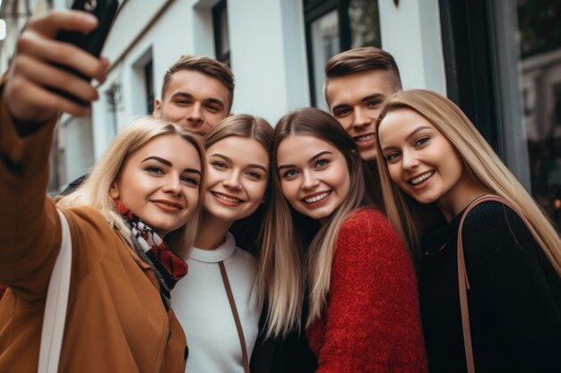 A group of friends taking a selfie together