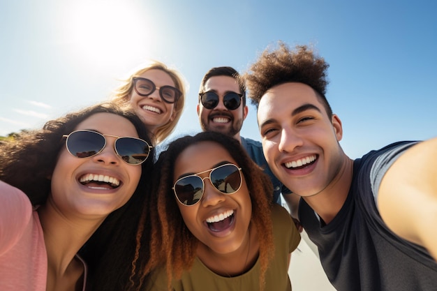 A group of friends taking selfie