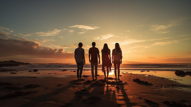 Group of friends vacationing at the beach