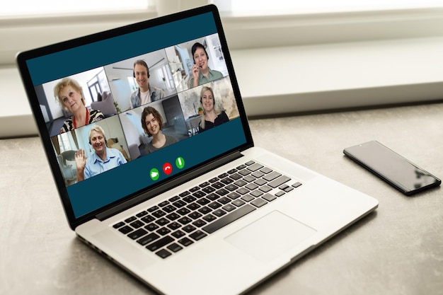 Group Friends Video Chat Connection Concept.