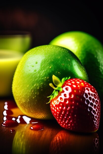 Photo a group of fruit on a table