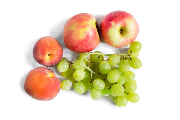 Group of fruits on white