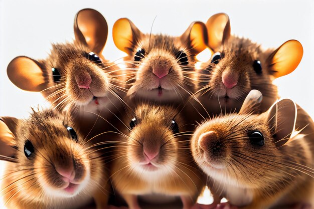 A group of funny mice take a selfie AI Generated