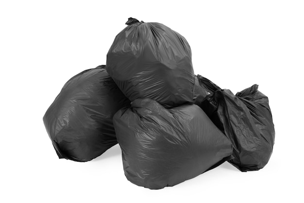 Group of garbage bags isolated on white