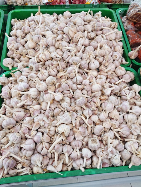 Group of Garlic in market